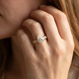 Yellow gold Pear Cut Diamond Solitaire Ring with Micro Pave Band and Prong Setting_14