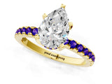 Yellow gold Pear Cut Diamond Solitaire Ring with Pavé Band and Four-Prong Setting_1