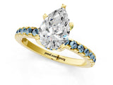 Yellow gold Pear Cut Diamond Solitaire Ring with Pavé Band and Four-Prong Setting_1