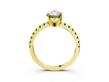 Yellow gold Pear Cut Diamond Solitaire Ring with Pavé Band and Four-Prong Setting_3