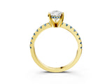Yellow gold Pear Cut Diamond Solitaire Ring with Pavé Band and Four-Prong Setting_3