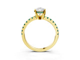 Yellow gold Pear Cut Diamond Solitaire Ring with Pavé Band and Four-Prong Setting_3