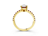 Yellow gold Pear Cut Diamond Solitaire Ring with Pavé Band and Four-Prong Setting_3
