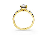 Yellow gold Pear Cut Diamond Solitaire Ring with Pavé Band and Four-Prong Setting_3