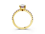 Yellow gold Pear Cut Diamond Solitaire Ring with Pavé Band and Four-Prong Setting_3