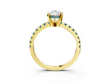 Yellow gold Pear Cut Diamond Solitaire Ring with Pavé Band and Four-Prong Setting_3