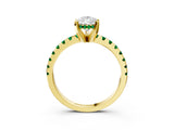 Yellow gold Pear Cut Diamond Solitaire Ring with Pavé Band and Four-Prong Setting_3