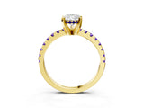 Yellow gold Pear Cut Diamond Solitaire Ring with Pavé Band and Four-Prong Setting_3