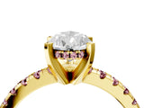 Yellow gold Pear Cut Diamond Solitaire Ring with Pavé Band and Four-Prong Setting_4