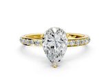 Yellow gold Pear Cut Diamond Solitaire Ring with Pavé Band and Hidden Halo_27