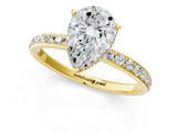 Yellow gold Pear Cut Diamond Solitaire Ring with Pavé Band and Hidden Halo_28
