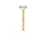 Yellow gold Pear Cut Diamond Solitaire Ring with Pavé Band and Hidden Halo_29