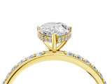 Yellow gold Pear Cut Diamond Solitaire Ring with Pavé Band and Hidden Halo_31