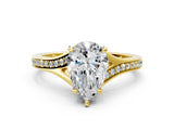 Yellow gold Pear Cut Diamond Solitaire Ring with Pavé Band and Prong Setting_16