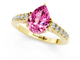 Yellow gold Pear Cut Diamond Solitaire Ring with Pavé Band and Prong Setting_1