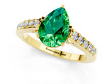 Yellow gold Pear Cut Diamond Solitaire Ring with Pavé Band and Prong Setting_1