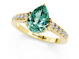 Yellow gold Pear Cut Diamond Solitaire Ring with Pavé Band and Prong Setting_1