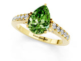 Yellow gold Pear Cut Diamond Solitaire Ring with Pavé Band and Prong Setting_1