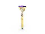 Yellow gold Pear Cut Diamond Solitaire Ring with Pavé Band and Prong Setting_2