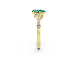 Yellow gold Pear Cut Diamond Solitaire Ring with Pavé Band and Prong Setting_2
