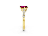 Yellow gold Pear Cut Diamond Solitaire Ring with Pavé Band and Prong Setting_2