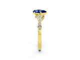 Yellow gold Pear Cut Diamond Solitaire Ring with Pavé Band and Prong Setting_2