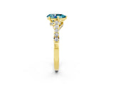 Yellow gold Pear Cut Diamond Solitaire Ring with Pavé Band and Prong Setting_2