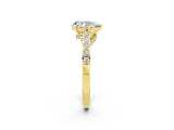Yellow gold Pear Cut Diamond Solitaire Ring with Pavé Band and Prong Setting_2