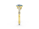 Yellow gold Pear Cut Diamond Solitaire Ring with Pavé Band and Prong Setting_2