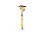 Yellow gold Pear Cut Diamond Solitaire Ring with Pavé Band and Prong Setting_2