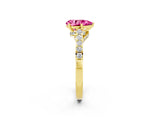Yellow gold Pear Cut Diamond Solitaire Ring with Pavé Band and Prong Setting_2