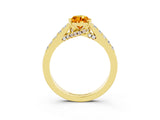 Yellow gold Pear Cut Diamond Solitaire Ring with Pavé Band and Prong Setting_3
