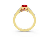 Yellow gold Pear Cut Diamond Solitaire Ring with Pavé Band and Prong Setting_3