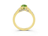 Yellow gold Pear Cut Diamond Solitaire Ring with Pavé Band and Prong Setting_3