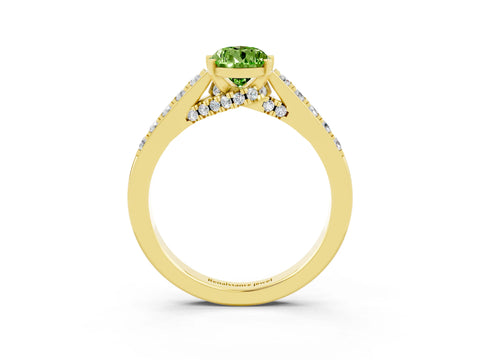 Yellow gold Pear Cut Diamond Solitaire Ring with Pavé Band and Prong Setting_3