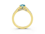 Yellow gold Pear Cut Diamond Solitaire Ring with Pavé Band and Prong Setting_3