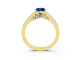 Yellow gold Pear Cut Diamond Solitaire Ring with Pavé Band and Prong Setting_3