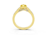 Yellow gold Pear Cut Diamond Solitaire Ring with Pavé Band and Prong Setting_3