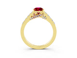 Yellow gold Pear Cut Diamond Solitaire Ring with Pavé Band and Prong Setting_3
