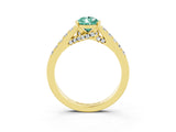 Yellow gold Pear Cut Diamond Solitaire Ring with Pavé Band and Prong Setting_3
