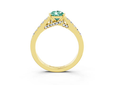 Yellow gold Pear Cut Diamond Solitaire Ring with Pavé Band and Prong Setting_3