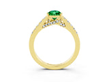 Yellow gold Pear Cut Diamond Solitaire Ring with Pavé Band and Prong Setting_3