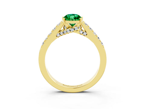 Yellow gold Pear Cut Diamond Solitaire Ring with Pavé Band and Prong Setting_3