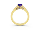 Yellow gold Pear Cut Diamond Solitaire Ring with Pavé Band and Prong Setting_3