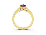 Yellow gold Pear Cut Diamond Solitaire Ring with Pavé Band and Prong Setting_3