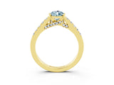 Yellow gold Pear Cut Diamond Solitaire Ring with Pavé Band and Prong Setting_3