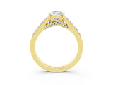 Yellow gold Pear Cut Diamond Solitaire Ring with Pavé Band and Prong Setting_3