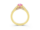 Yellow gold Pear Cut Diamond Solitaire Ring with Pavé Band and Prong Setting_3