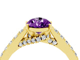 Yellow gold Pear Cut Diamond Solitaire Ring with Pavé Band and Prong Setting_4