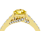 Yellow gold Pear Cut Diamond Solitaire Ring with Pavé Band and Prong Setting_4